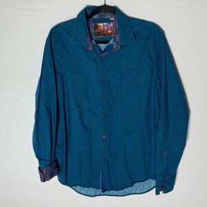 Robert Graham Blue Paisley Casual Long Sleeve Button Up Shirt L